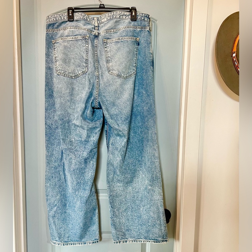 Anthropologie Pilcro Wide Leg Distressed Jeans with Sashiko Patches 16W Plus - Picture 3 of 16
